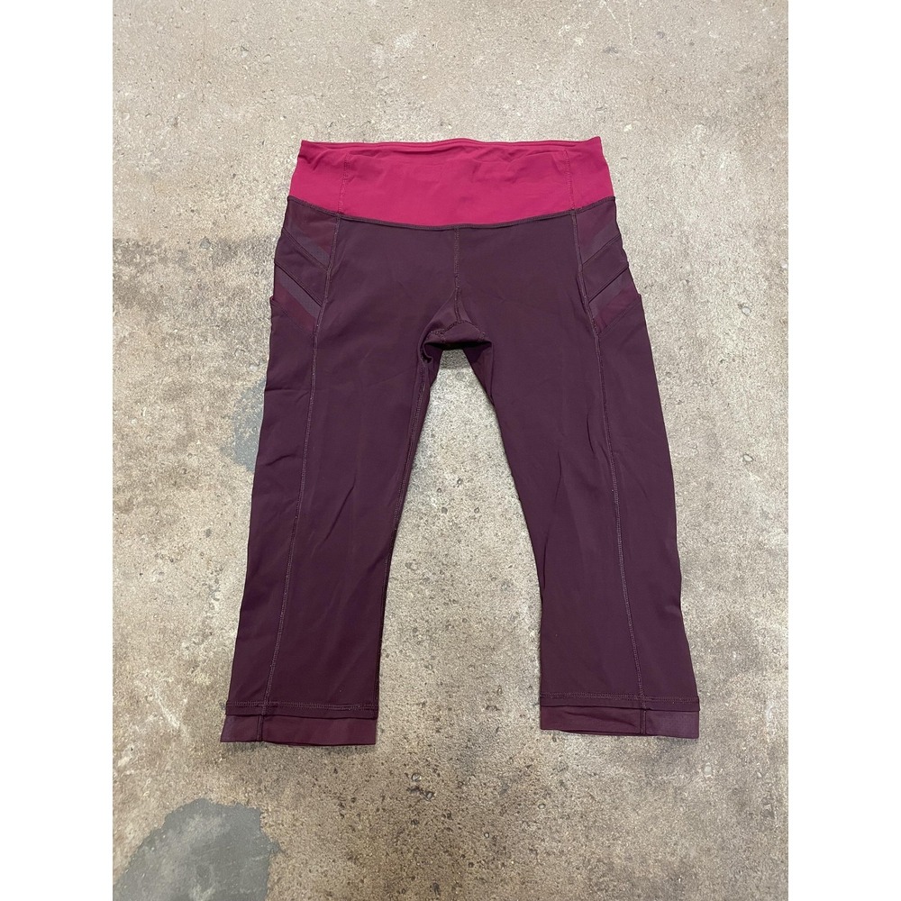 Lululemon Leggings Womens 8 Red‎ Capri High Rise Mesh Pockets Running Athletic